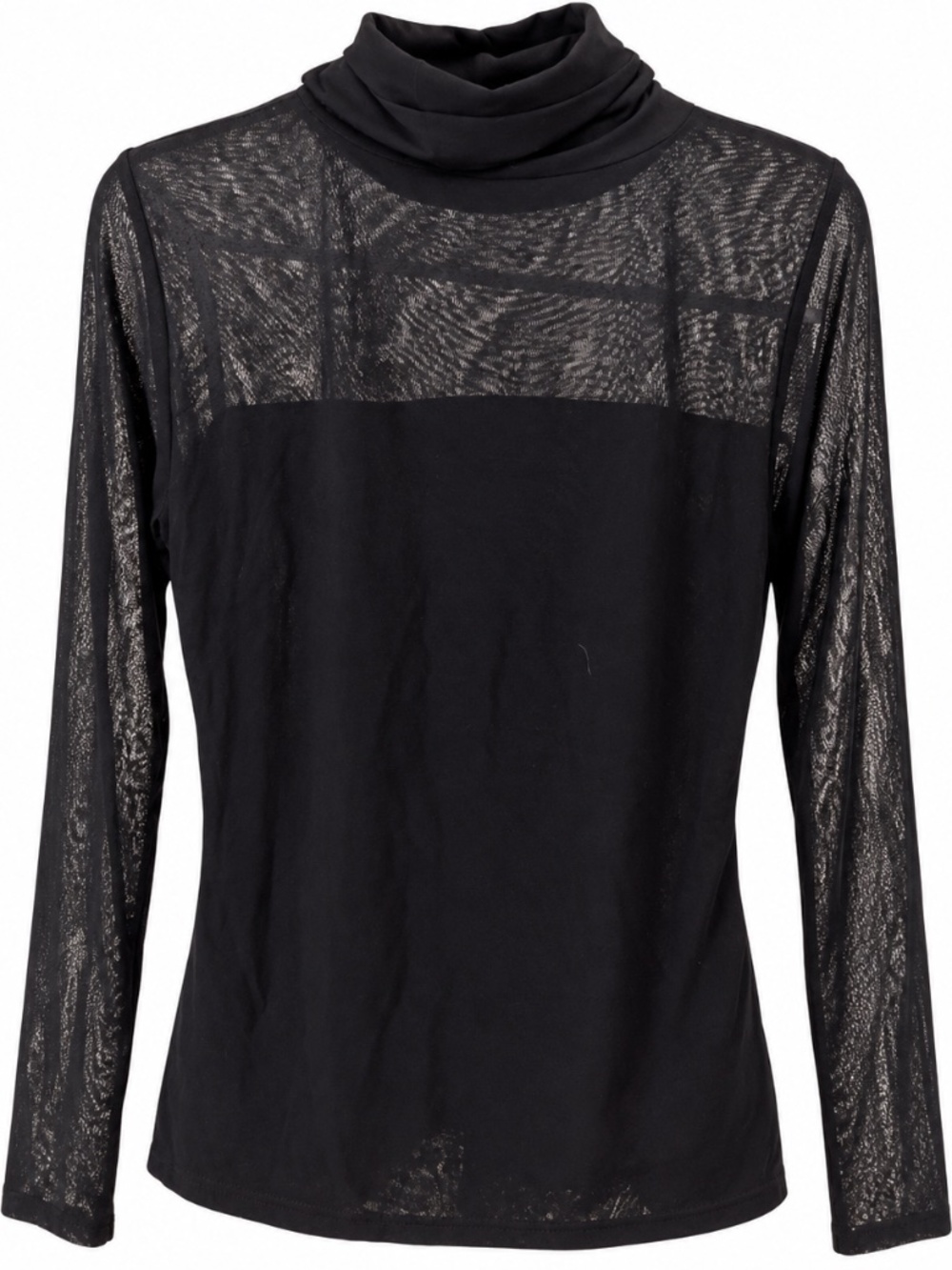 NM Neiman Marcus Black Sheer Sleeve Cowl Neck Top | M